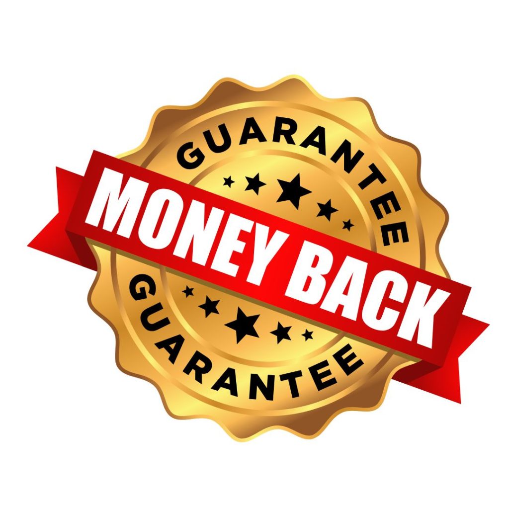 Image of a money back guarantee badge