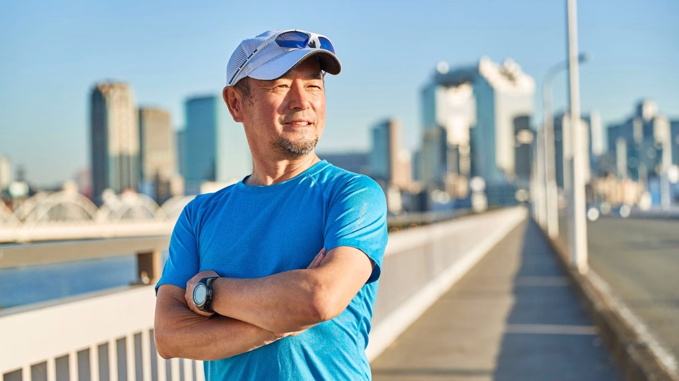 Image of fit man staring into the distance