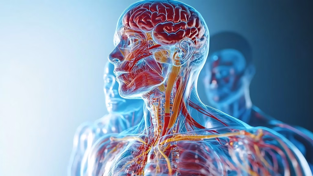 Scientific render of muscle tissues and fascia